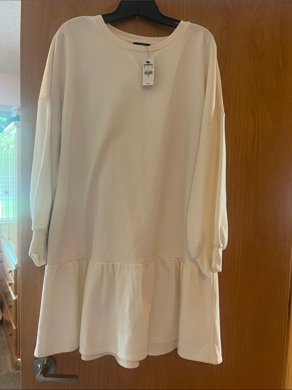 Cream Drop-Waist Ruffle Dress